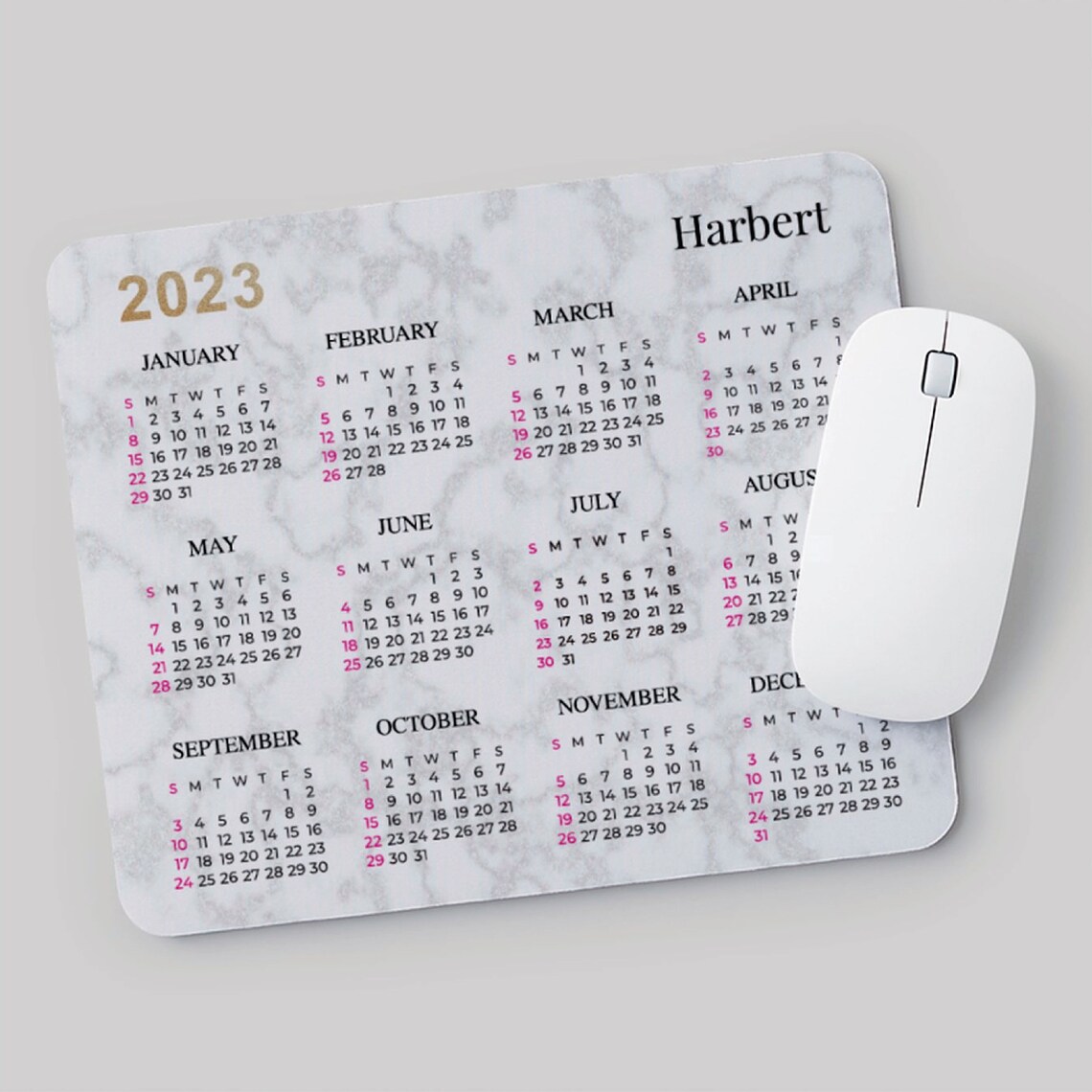 MOUSE PAD CALENDAR White Marble Mouse Pad Desk Mouse Pad Etsy