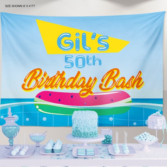 50th Birthday Pool Party Backdrop, Pool Birthday Decor, Pool party