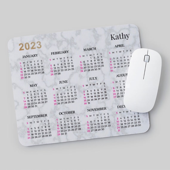 MOUSE PAD CALENDAR White Marble Mouse Pad, Desk Mouse Pad, Calendar 2023, Holiday Gifts, Desk accessories, Personalized Mouse Pad,Gifts 2023 Il_570xn