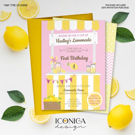 Lemonade First Birthday Invitation Or Any Age Lemonade And Sunshine - Pink Lemonade Party Mason Jar Lemonade Stand Printed Or Printable File Il_570xn