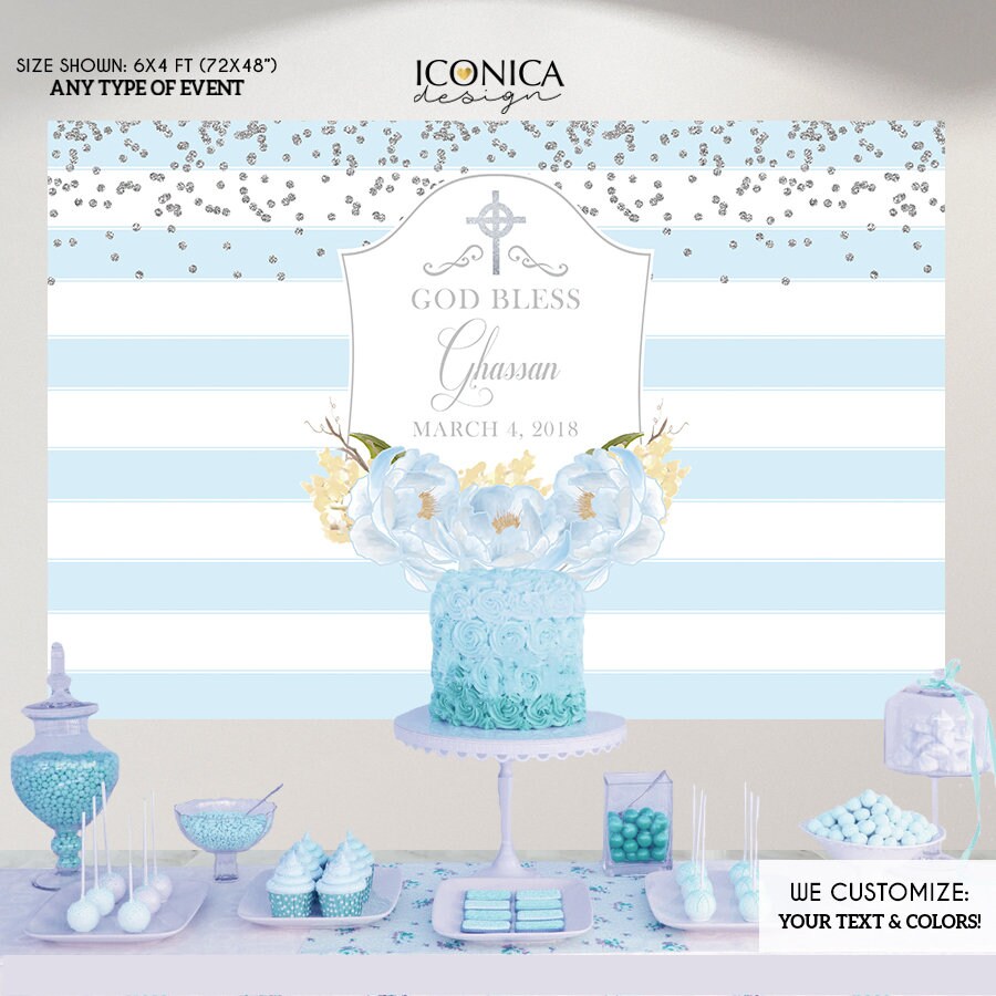Baptism Backdrop, First Communion Backdrop, Personalize, Christening