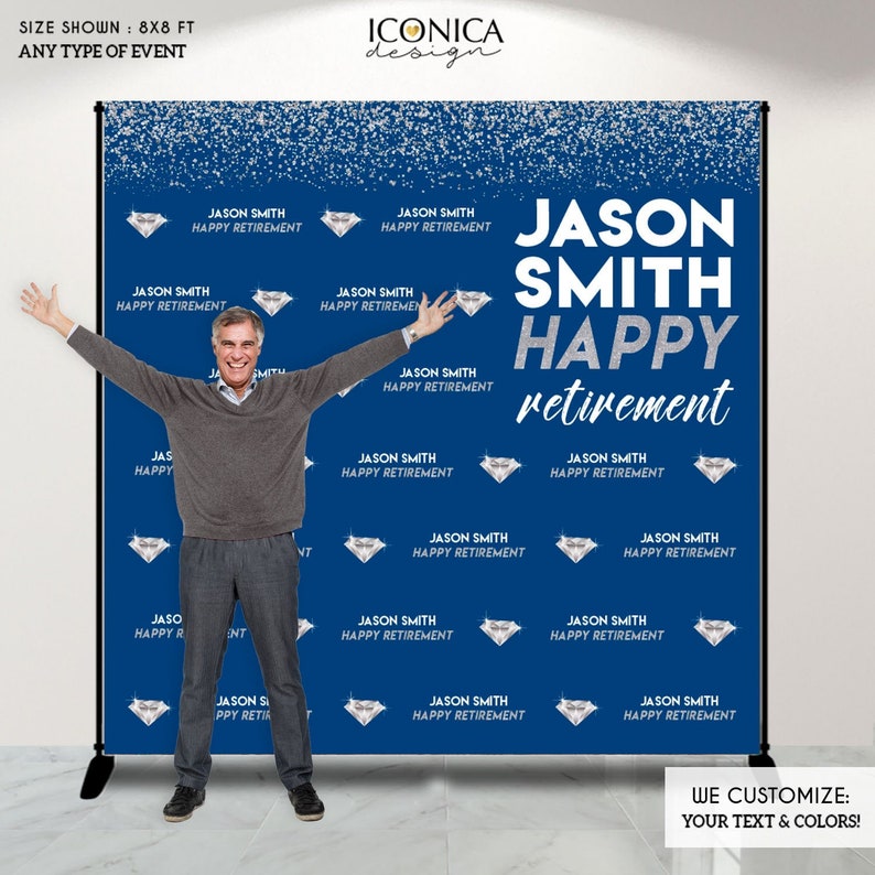 Retirement Photo Booth Backdrop, Happy Virtual Retirement, Retirement Step And Repeat Backdrop, Retirement Party Banner, BRT0002 image 1