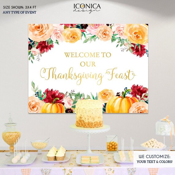 Fall Party Backdrop,Give Thanks Backdrop,Thanksgiving Feast Banner,Fall