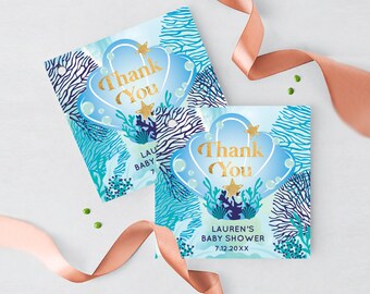 Under the Sea Baby Shower Favor Tags, Aqua Ocean Theme