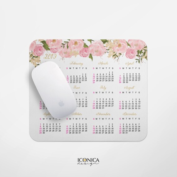 Mouse Pad Calendar 2020 Floral Mouse Pad Desk Mouse Pad