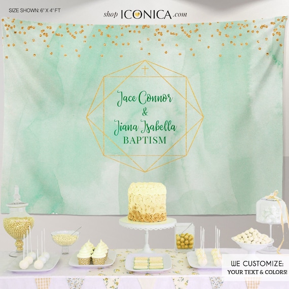 Baptism Backdrop Geometric,Girls and Boys Baptism Backdrop, Modern