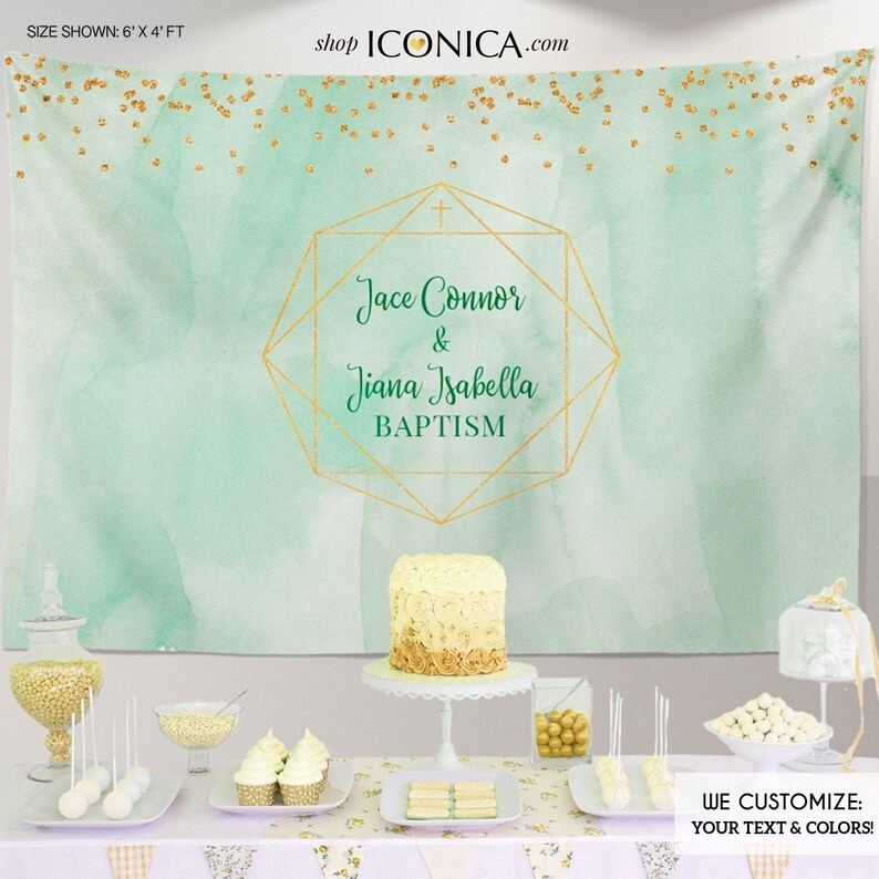 Baptism Backdrop Geometricgirls and Boys Baptism Backdrop Etsy