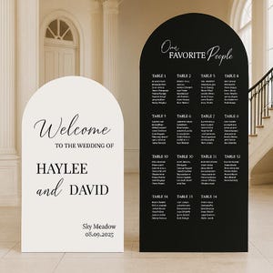 Arch Seating Chart Large Wedding Seating Chart Arched Panel with easel Entrance Sign Foam Board Custom text, color, Light Weight Indoor use