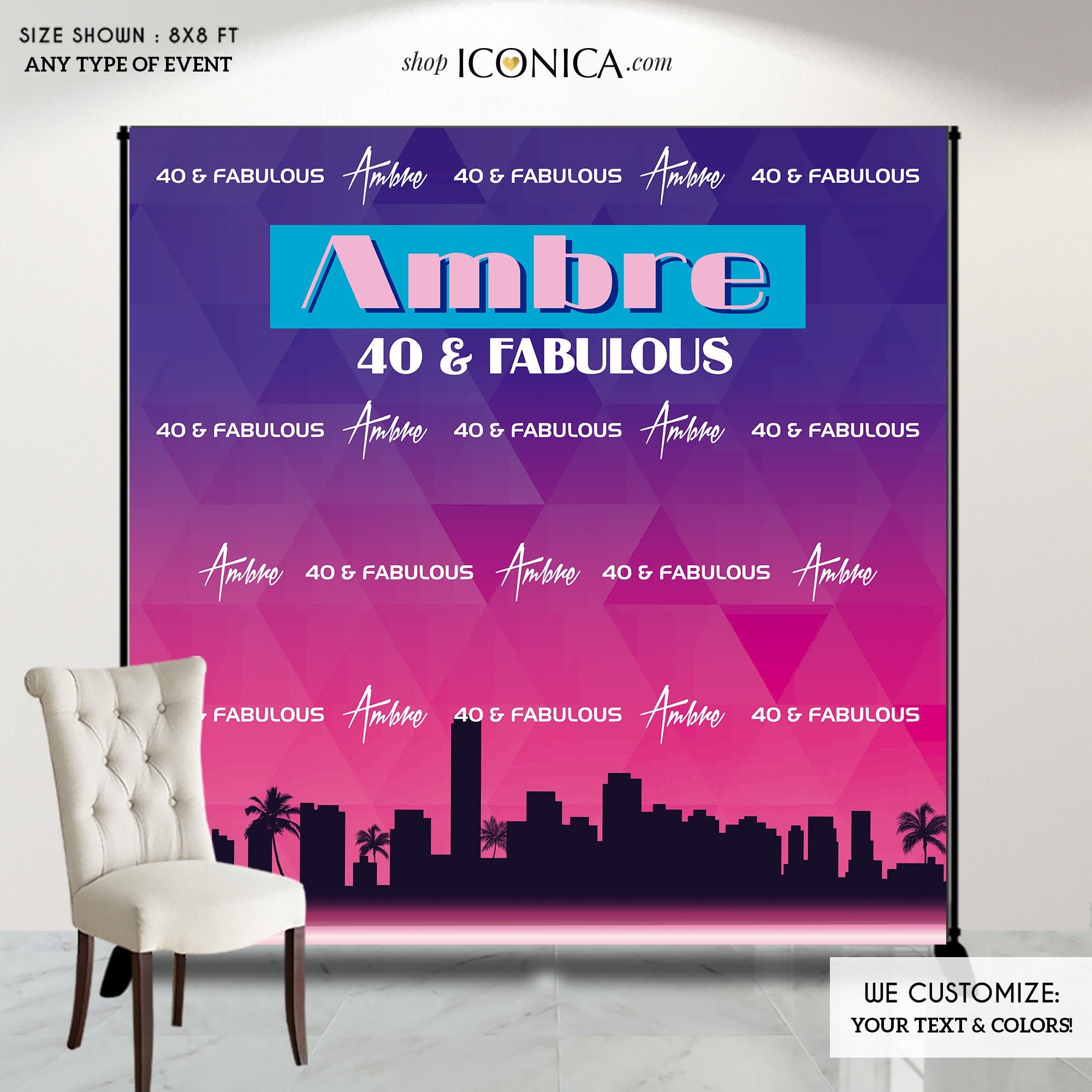 Fondo estilo Miami, fondo con horizonte, diseño de palmeras Art Deco,  decoración para fiestas de 40 años y fabulosas, fondo para fiesta de  cumpleaños número 40, pancarta impresa - Etsy México, image size:2000x2000