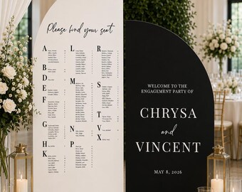 Wedding Seating Chart Sign, Large Foam Board Entrance Decor, Custom Text Colors