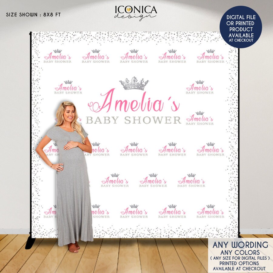 Royal Princess Baby Shower Backdrop Pink And Silver Royal Princess Baby Shower Backdrop Pink And Silver Party Printed Or Printable