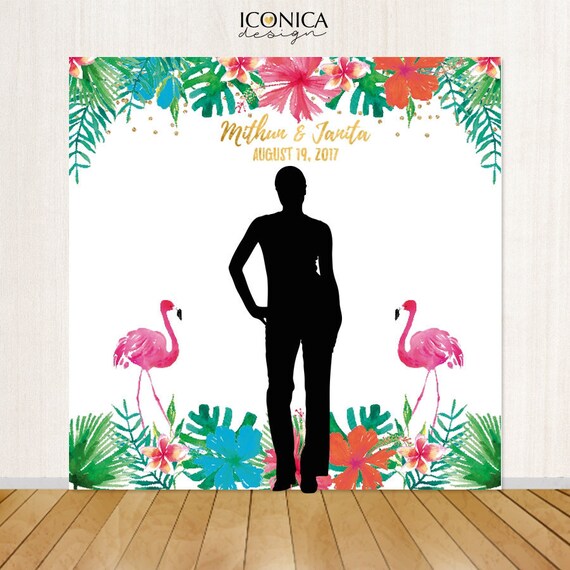 Flamingo Party Backdrop - Tropical Luau Photo Booth Backdrop - Let’s