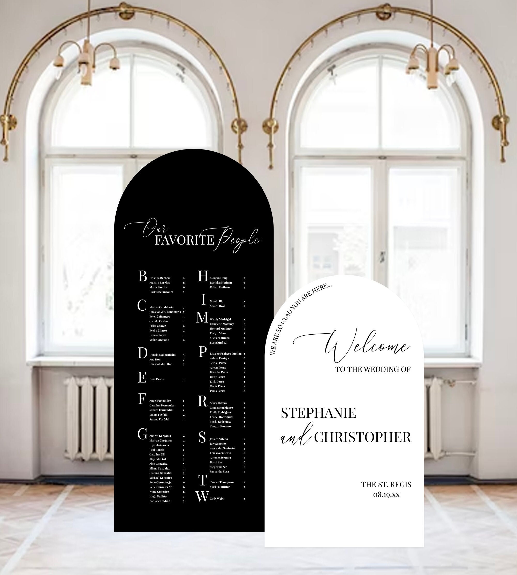 Arch Seating Chart Large Wedding Seating Chart Arched Panel with easel Entrance Sign Foam Board Custom text, color, Light Weight Indoor use