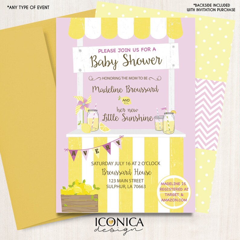 Lemonade Baby Shower Invitation Little Sunshine Pink Etsy Lemonade Baby Shower Invitation Little Sunshine Pink Etsy