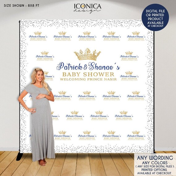 Little Prince Baby Shower Backdrop, Royal party Backdrop, Welcome Baby Banner, Baby Shower Decor, Printed or Printable BBS0067 Il_570xn