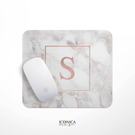 Marble Mouse Pad Home Office Accessories Marbel and Rose Gold, Personalized Gift Holiday Gifts Desk accessories Personalized Mouse Pad Il_570xn