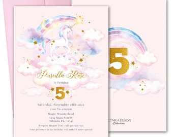 Unicorn Birthday Invitation | Unicorn Birthday Decorations | Unicorn Birthday Card | Any age | Unicorn Watercolor Invitation