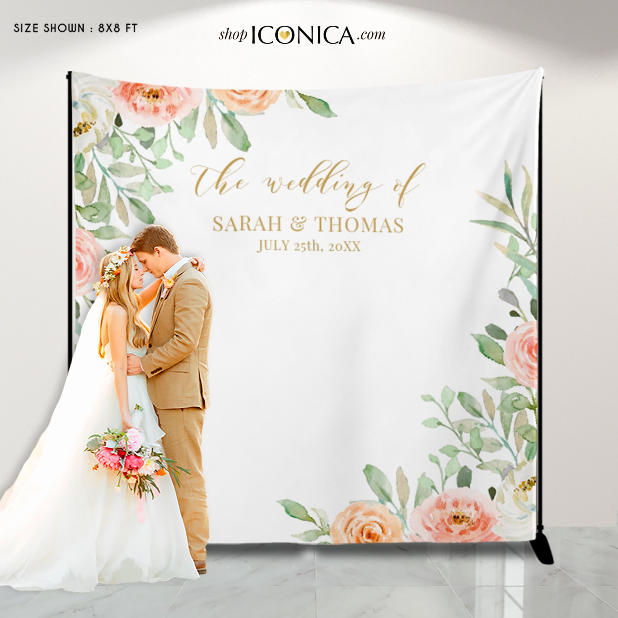 Fondo de boda para recepción, fondo con flores de color melocotón rosa,  fondo personalizado para despedida de soltera, fotomatón floral {Colección  Sarah} - Etsy México, image size:2000x2000