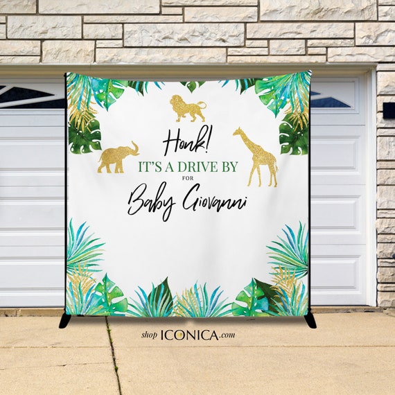 Safari Backdrop Personalized Drive By Baby Shower Safari Banner Party