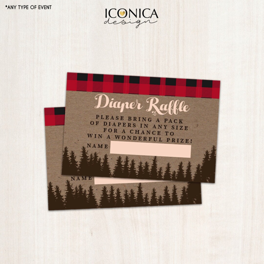 Lumberjack Diaper Raffle Tickets 3.5x2.5. Non Personalized Printable ...