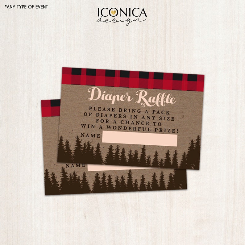 Lumberjack Diaper Raffle Tickets 3.5x2.5. Non | Etsy