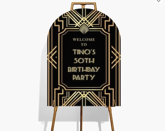 Personalized Roaring 20s Welcome Sign, Great Gatsby Party Decor