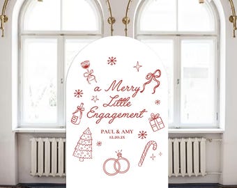 Merry Little Engagement Party Sign, Christmas Engagement Welcome Sign, Holiday Arch Large Sign Decor Fully Customizable Any text and colors
