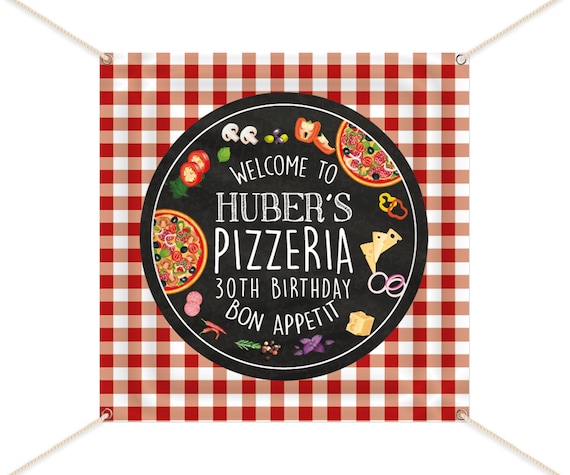 Pizza Party Pizzeria birthday Pizza photo backdrop Pizza party banner Fabric Backdrop Pizza Birthday Decorations Baking party Il_570xn