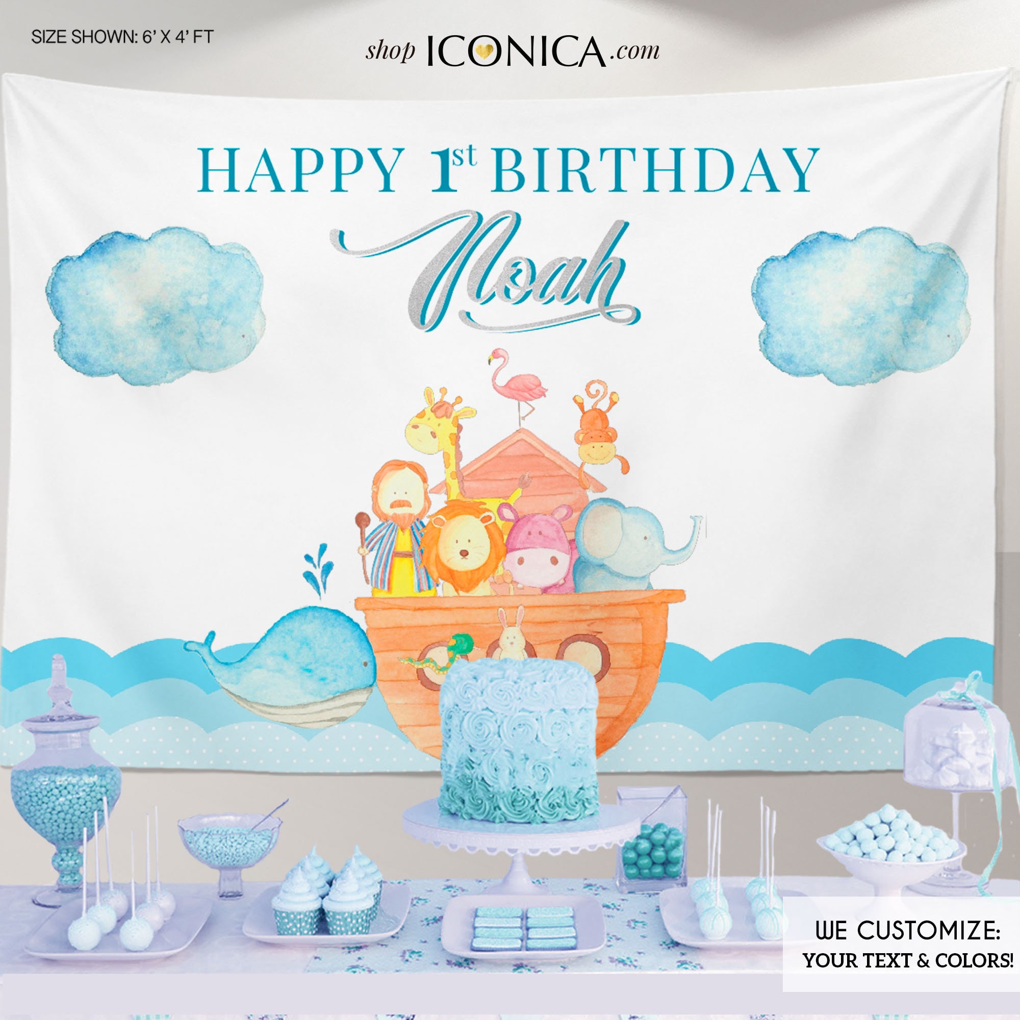 Noah s Ark Party Backdrop noah s Ark 1st Birthday Backdrop noah s