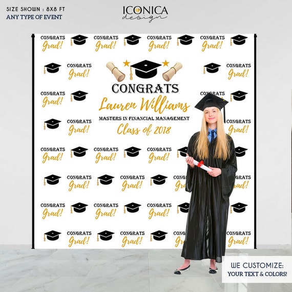 Graduation Party Backdrop, Congrats Grad Photo Booth Graduation Backdrop, Virtual Graduation, Congrats Grad Banner BGR0019 Il_570xn
