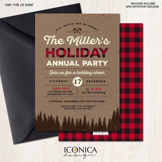 Christmas Cards Holiday Party Invitation Lumberjack Party Buffalo
