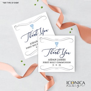 First Communion Favor Stickers Personalized Classic Dove and Chalice Design, First Communion Favor Tags Any text or type of event - Printed