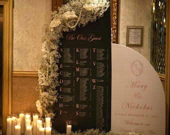 Wedding Seating Chart Large Arch Seating Chart Arched Panel with easel Entrance Sign Foam Board Custom text, color, Light Weight Indoor use