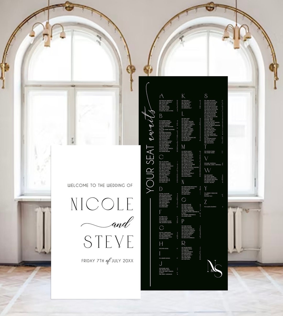 Wedding Seating Chart and Welcome Sign Large Custom Signs Self-standing ...