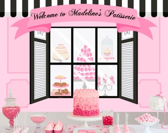 Paris Backdrop Personalized, custom patisserie backdrop, paris cafe photo backdrop, Ohlala French Party Banner Decorations