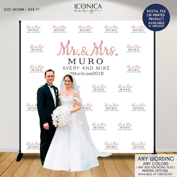 Wedding Backdrop Rose Gold And Black Step And Repeat Backdrop