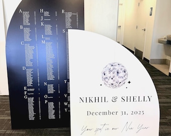 New Year's Eve Disco Wedding Seating Chart & Welcome Sign