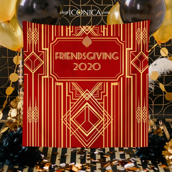 Friendsgiving Backdrop Roaring 20's Party Decor Personalized Great Gatsby Party Banner,Art Deco Backdrop Printed Backdrop BBD0060 Il_570xn