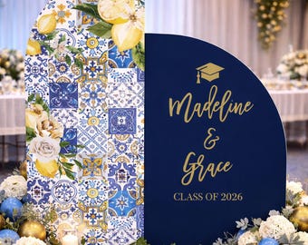 Tuscan Lemon Graduation Party Backdrop, Custom Foam Board Sign