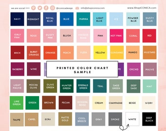 Printed Color Chart Sample on Foam Board - If you would like to see what the printed color looks like in real life, this listing is for you.