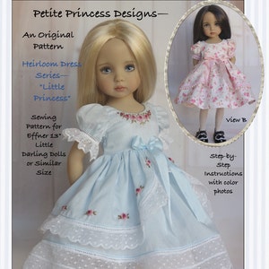 PDF Original Sewing Pattern Effner 13" Little Darling Dolls, "Little Princess"; 2 Variations of "Princess" Styled Heirloom Dress