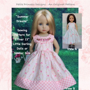 PDF Pattern Effner 13" Little Darling, "Summer Dreams"; Sleeveless Yoke Dress with 2 Variations