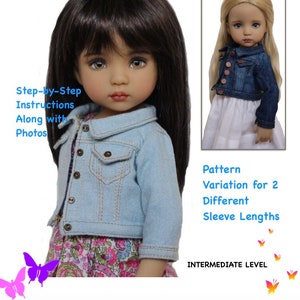 PDF Original Sewing Pattern Effner 13" Little Darling Doll, "Denim Jacket"; 2 Variations of Denim Jacket