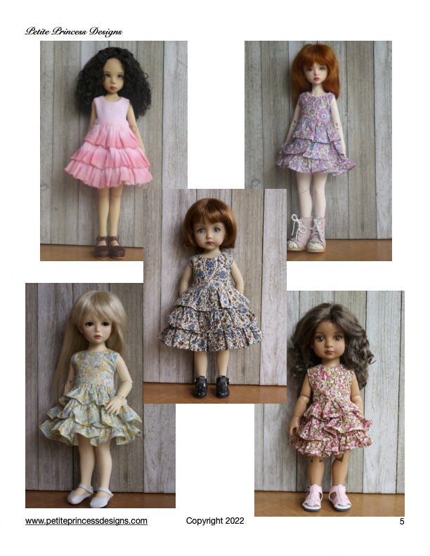 Patsy Wiggs PDF Pattern Ruffled Sleeveless Dress for 10” Boneka, 14” Kaye Wiggs ...
