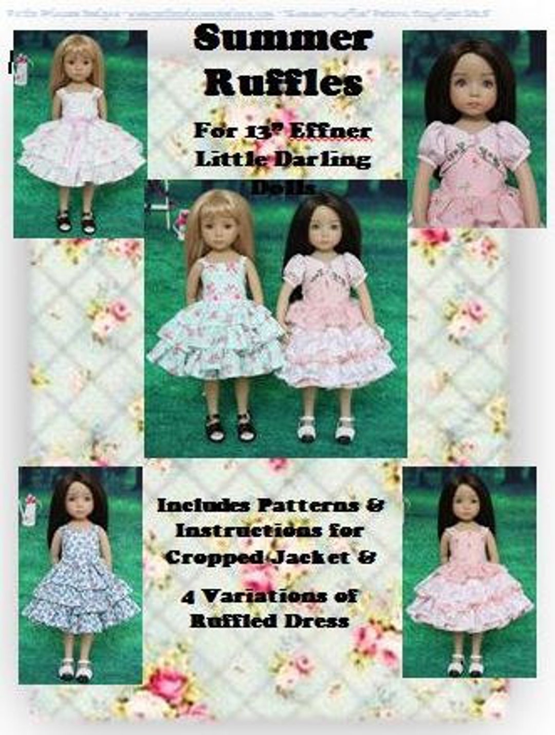 PDF Pattern Effner 13" Little Darling Dolls, "summer Ruffles"; 4 Ruffled Dress Variations ...