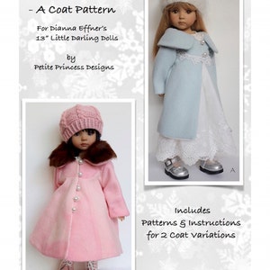 PDF Pattern Effner 13" Little Darling Dolls, "Winter Elegance"; 2 Coat Pattern Variation