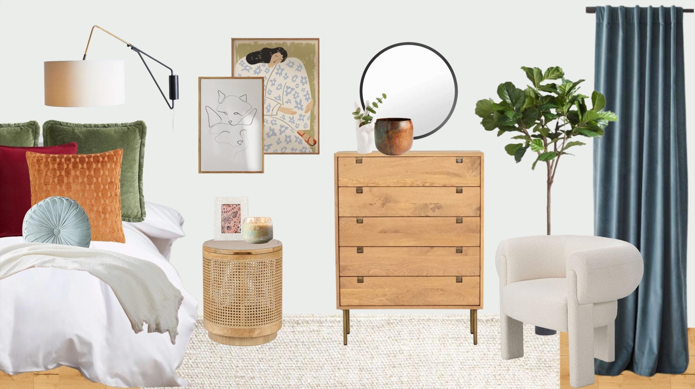 Interior Edesign | Modern Eclectic | Pre-styled Bedroom Concept | Instant  Download Moodboard - Etsy, image size:2368x1326