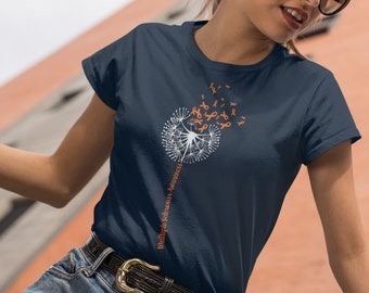 Women's Multiple Sclerosis Shirt Orange Dandelion MS Support T Shirt Vintage Orange Ribbon Gift Graphic Tee Awareness Ladies Woman