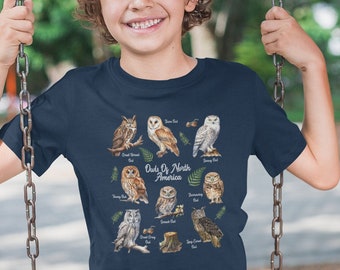 Kids Owl Shirt: Watercolor North American Bird Graphic Tee