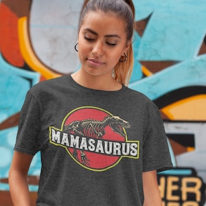 Men's Mamasaurus Shirt Mom T Shirt T-Rex Dinosaur Family Theme TShirt Matching Mommy Son Mother's Day Gift Graphic Tee Unisex